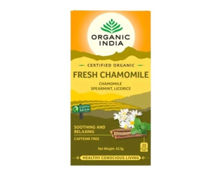 Organic India Fresh Chamomile - bio čaj harmanček, mäta a sladké drievko